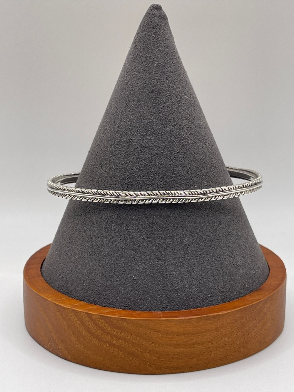 Sterling Silver 925 Feather Rope Small Cuff Bangle Bracelet